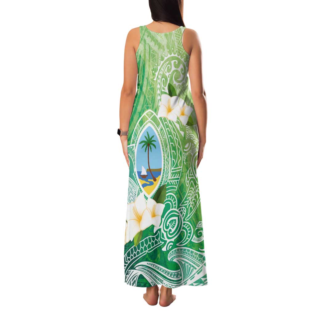 Hafa Adai Guam Chamorro Personalized Tank Maxi Dress Summer Green Latte Stone with Guasali - Polynesian Pride