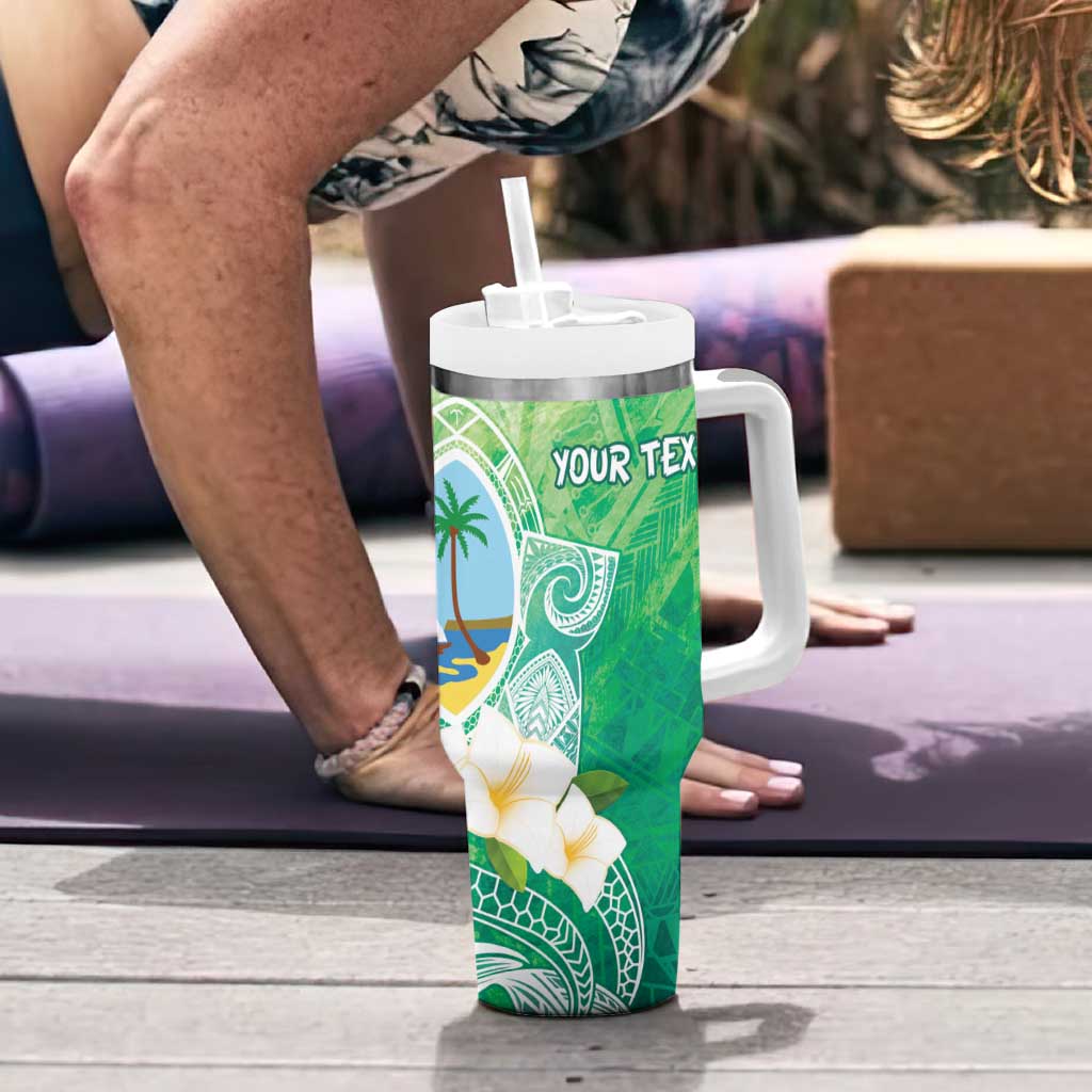 Hafa Adai Guam Chamorro Personalized Tumbler With Handle Summer Green Latte Stone with Guasali - Polynesian Pride