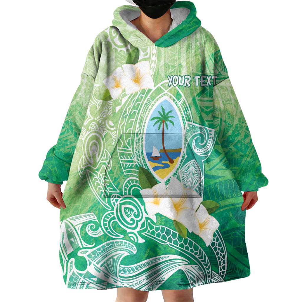 Hafa Adai Guam Chamorro Personalized Wearable Blanket Hoodie Summer Green Latte Stone with Guasali - Polynesian Pride