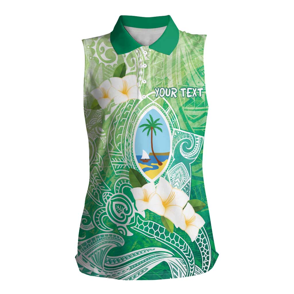 Hafa Adai Guam Chamorro Personalized Women Sleeveless Polo Shirt Summer Green Latte Stone with Guasali - Polynesian Pride