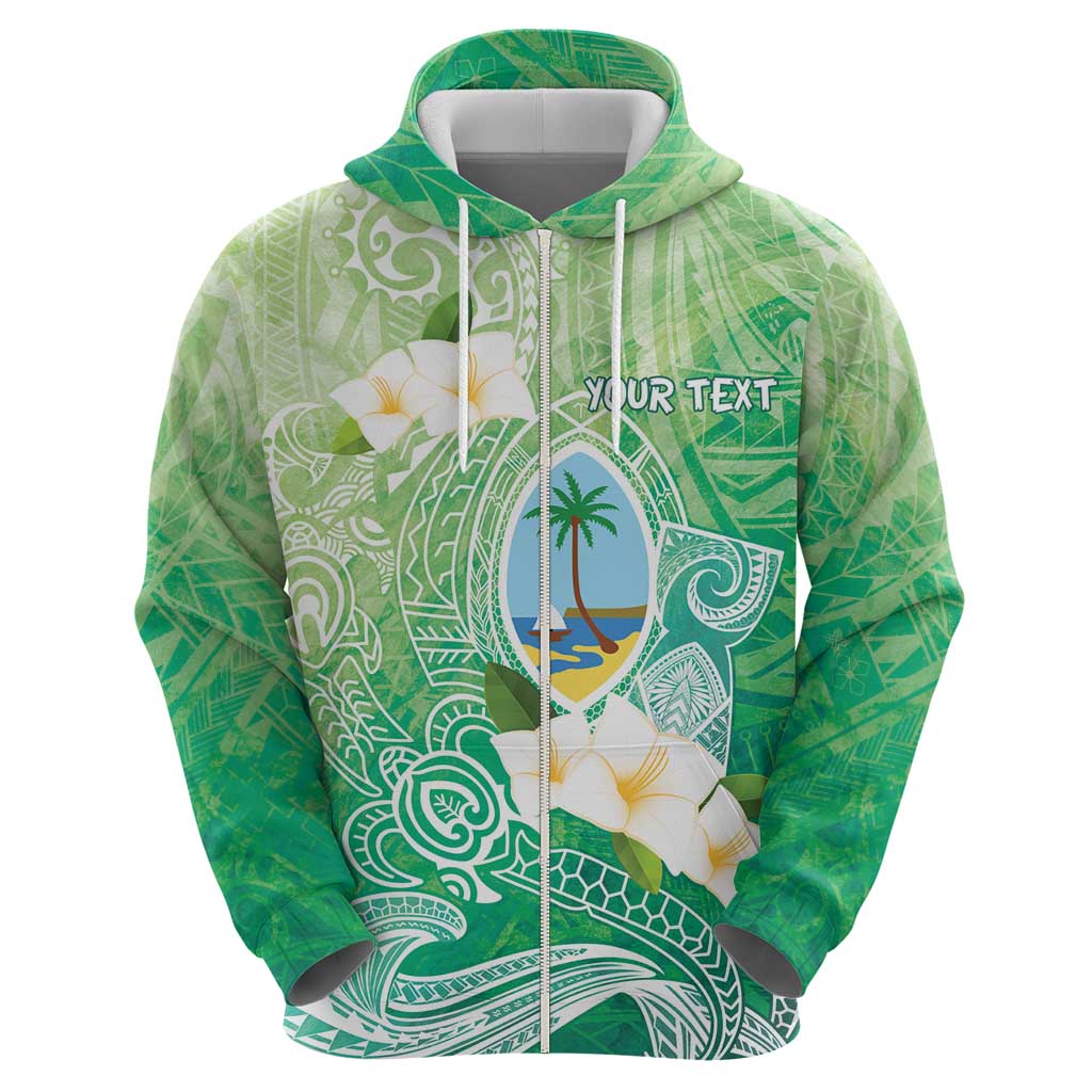 Hafa Adai Guam Chamorro Personalized Zip Hoodie Summer Green Latte Stone with Guasali - Polynesian Pride