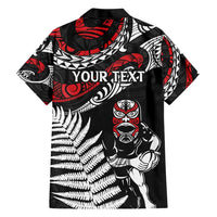 New Zealand Maori Rugby Personalised Hawaiian Shirt Ta Moko Silver Fern