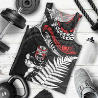 New Zealand Maori Rugby Personalised Men Tank Top Ta Moko Silver Fern