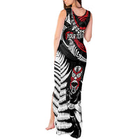 New Zealand Maori Rugby Personalised Tank Maxi Dress Ta Moko Silver Fern