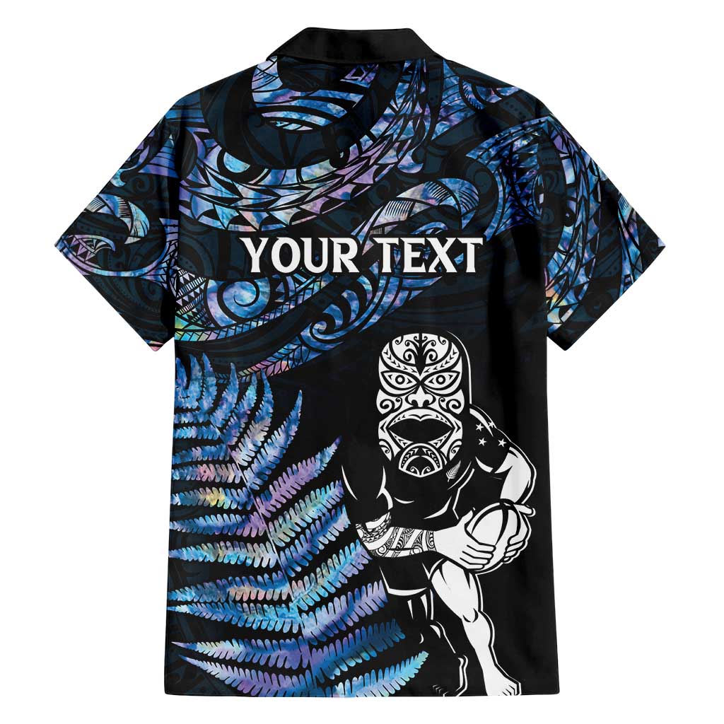 New Zealand Maori Rugby Personalised Family Matching Off Shoulder Maxi Dress and Hawaiian Shirt Ta Moko Silver Fern - Paua Blue