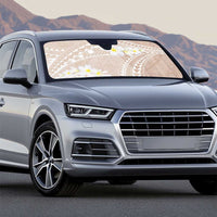 Polynesian Vintage Floral Auto Sun Shade Beige Motifs - Polynesian Pride