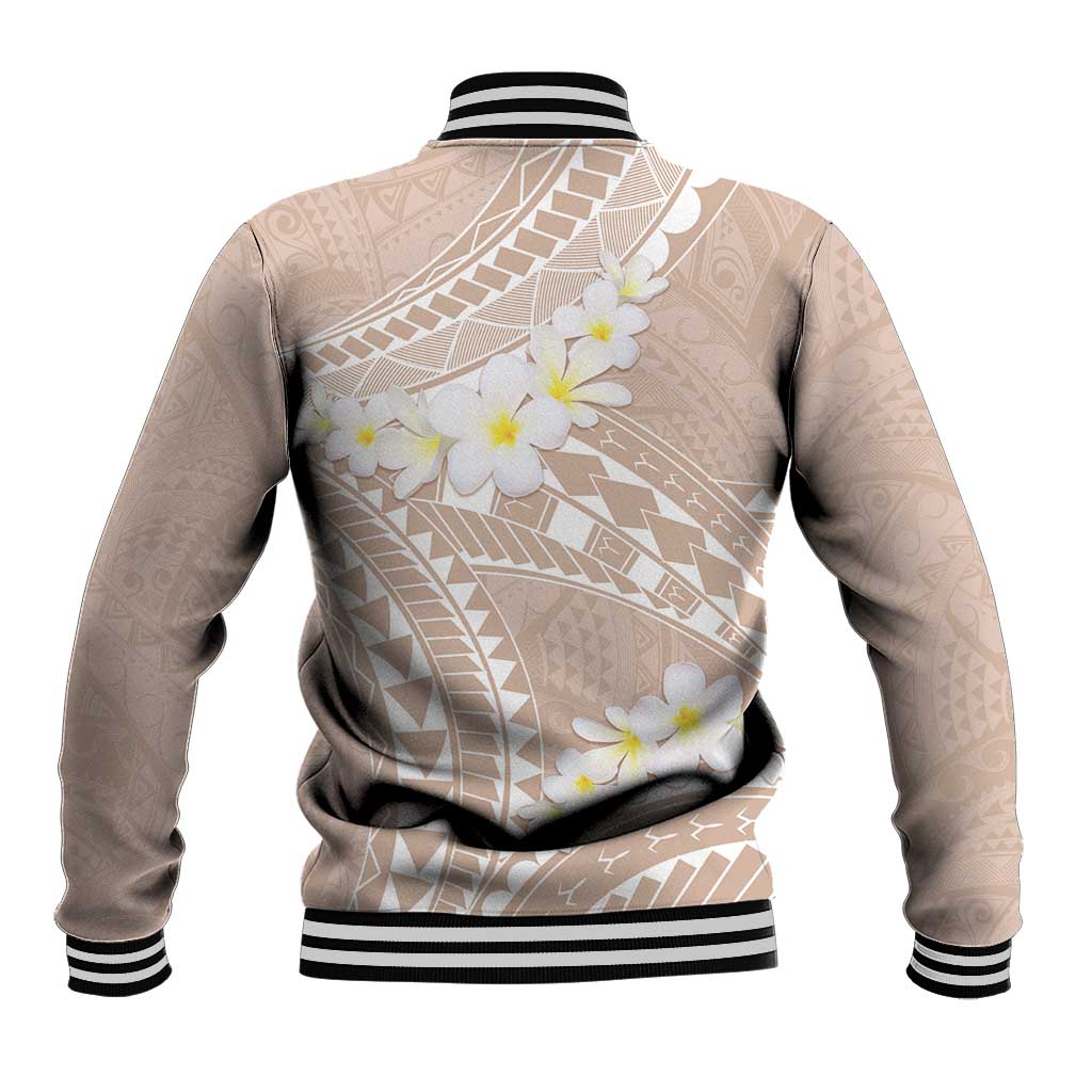 Polynesian Vintage Floral Baseball Jacket Beige Motifs - Polynesian Pride