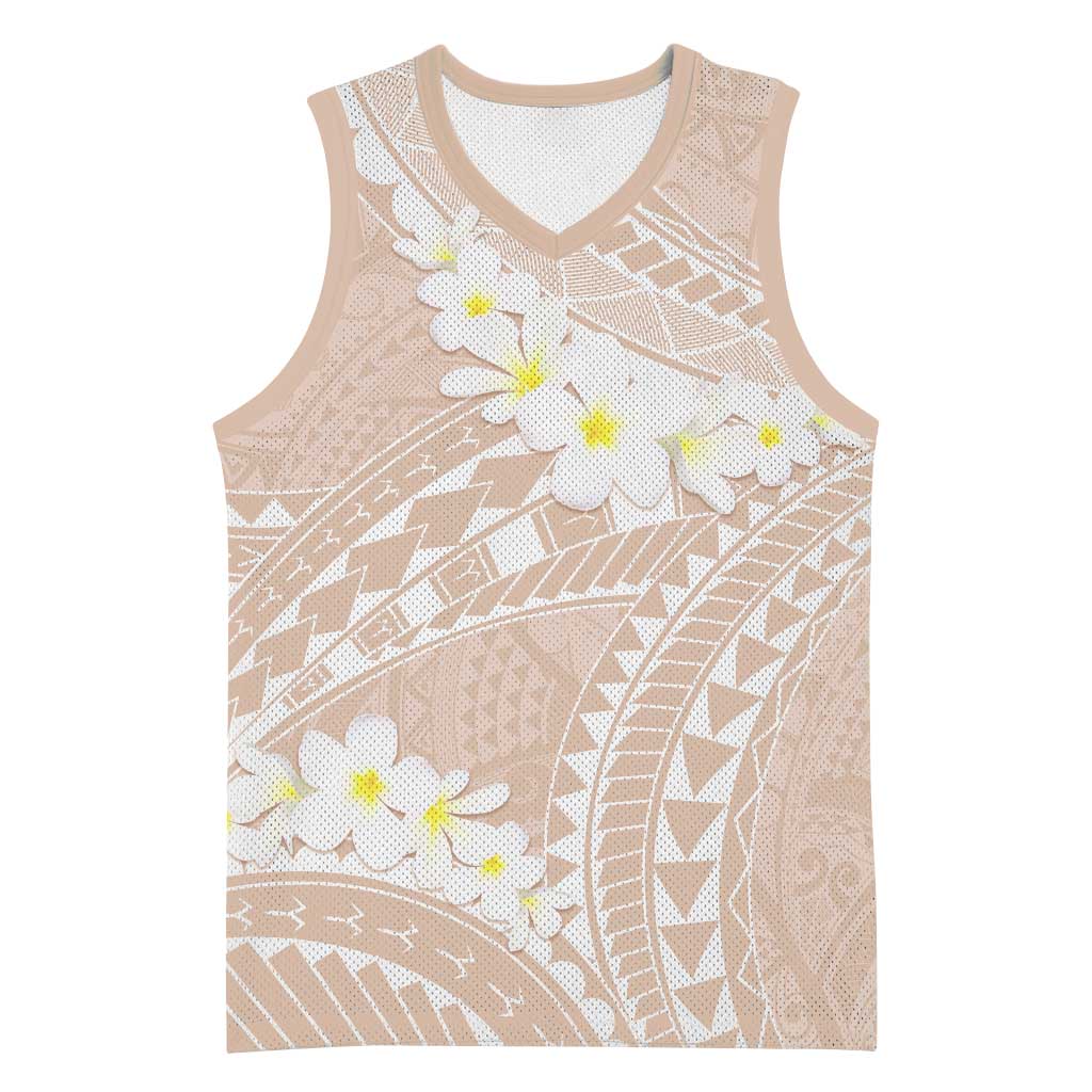 Polynesian Vintage Floral Basketball Jersey Beige Motifs - Polynesian Pride