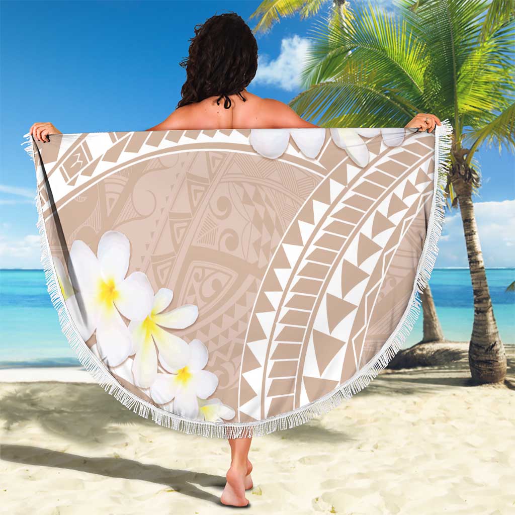 Polynesian Vintage Floral Beach Blanket Beige Motifs - Polynesian Pride