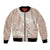 Polynesian Vintage Floral Bomber Jacket Beige Motifs - Polynesian Pride