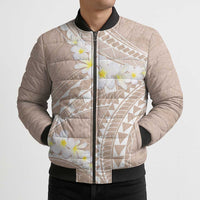 Polynesian Vintage Floral Bomber Puffer Jacket Beige Motifs - Polynesian Pride