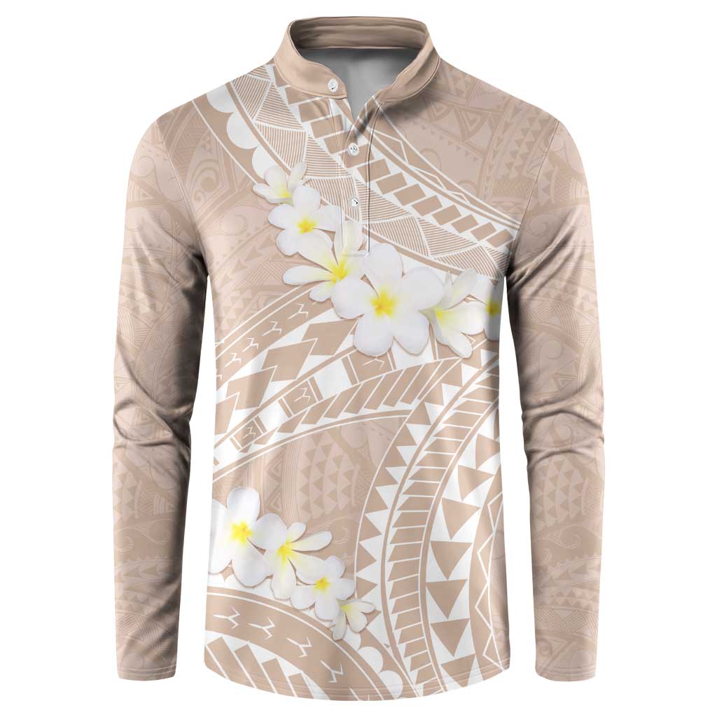 Polynesian Vintage Floral Button Sweatshirt Beige Motifs - Polynesian Pride