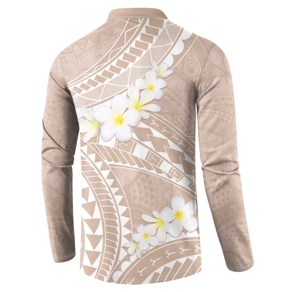 Polynesian Vintage Floral Button Sweatshirt Beige Motifs - Polynesian Pride