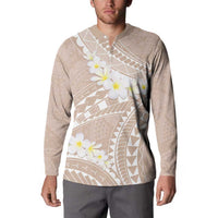 Polynesian Vintage Floral Button Sweatshirt Beige Motifs - Polynesian Pride