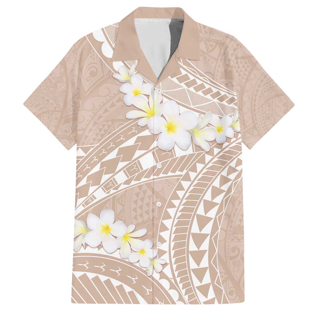 Polynesian Vintage Floral Family Matching Long Sleeve Bodycon Dress and Hawaiian Shirt Beige Motifs - Polynesian Pride