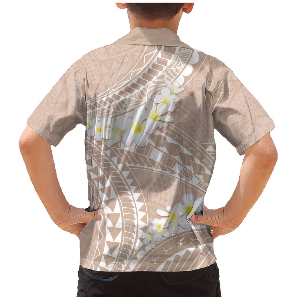 Polynesian Vintage Floral Family Matching Mermaid Dress and Hawaiian Shirt Beige Motifs - Polynesian Pride