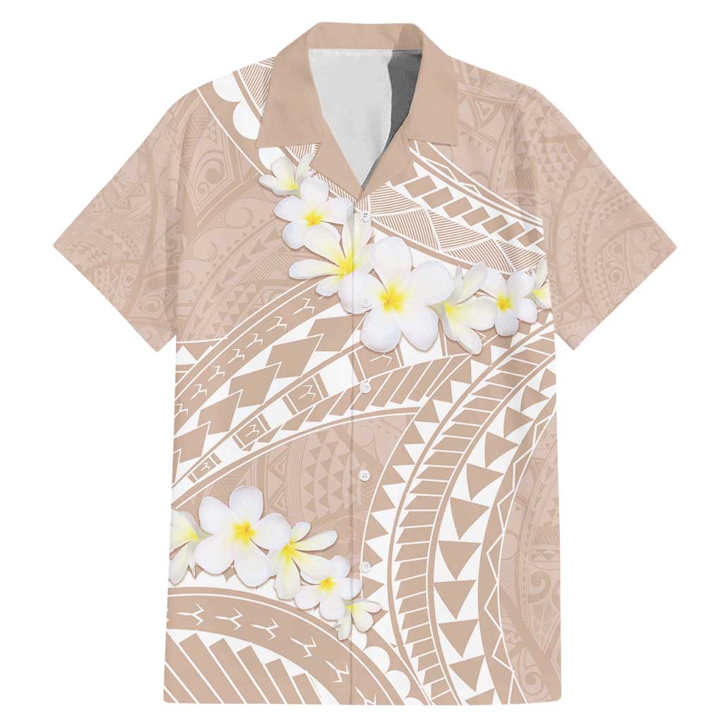 Polynesian Vintage Floral Family Matching Mermaid Dress and Hawaiian Shirt Beige Motifs - Polynesian Pride