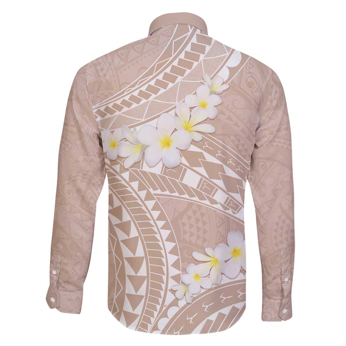 Polynesian Vintage Floral Family Matching Off The Shoulder Long Sleeve Dress and Hawaiian Shirt Beige Motifs - Polynesian Pride