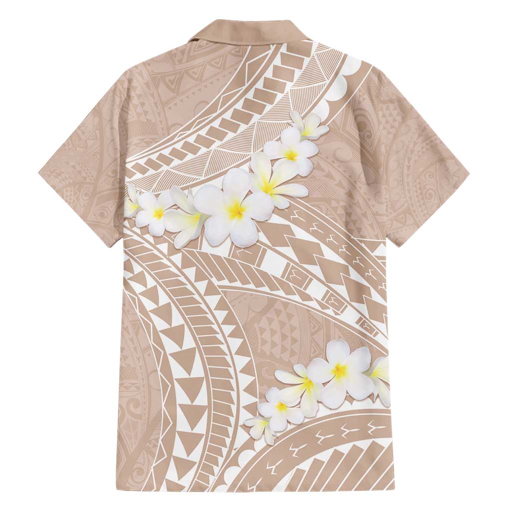 Polynesian Vintage Floral Family Matching Short Sleeve Bodycon Dress and Hawaiian Shirt Beige Motifs - Polynesian Pride