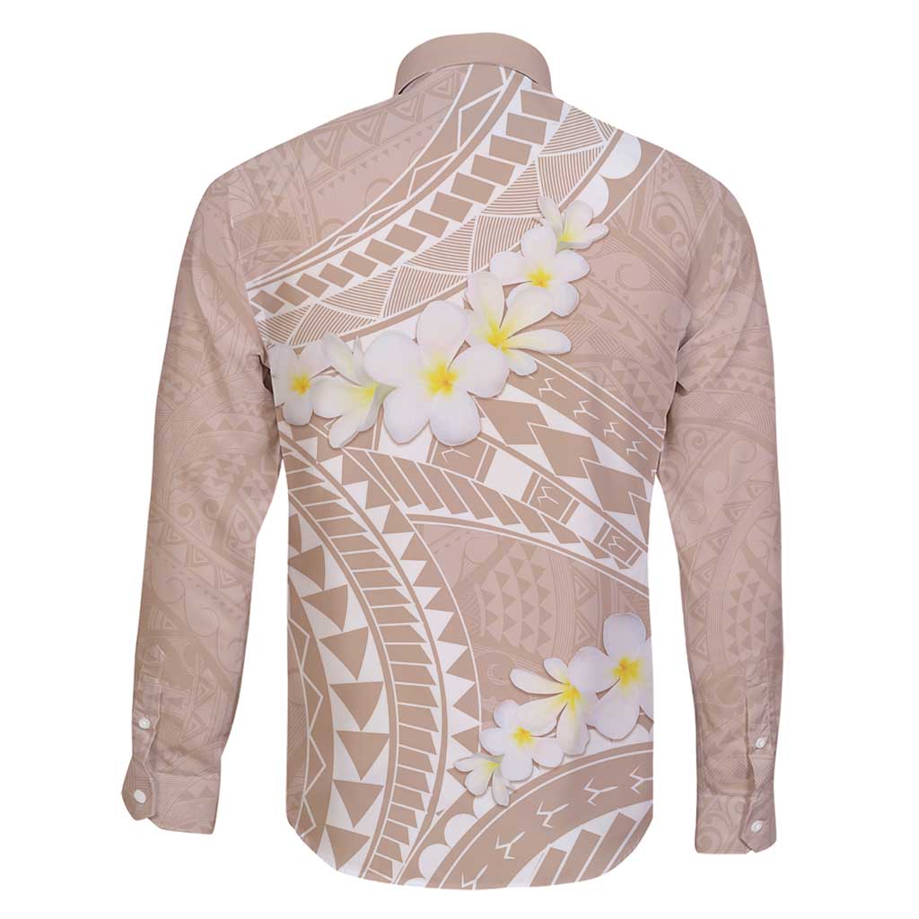 Polynesian Vintage Floral Family Matching Short Sleeve Bodycon Dress and Hawaiian Shirt Beige Motifs - Polynesian Pride