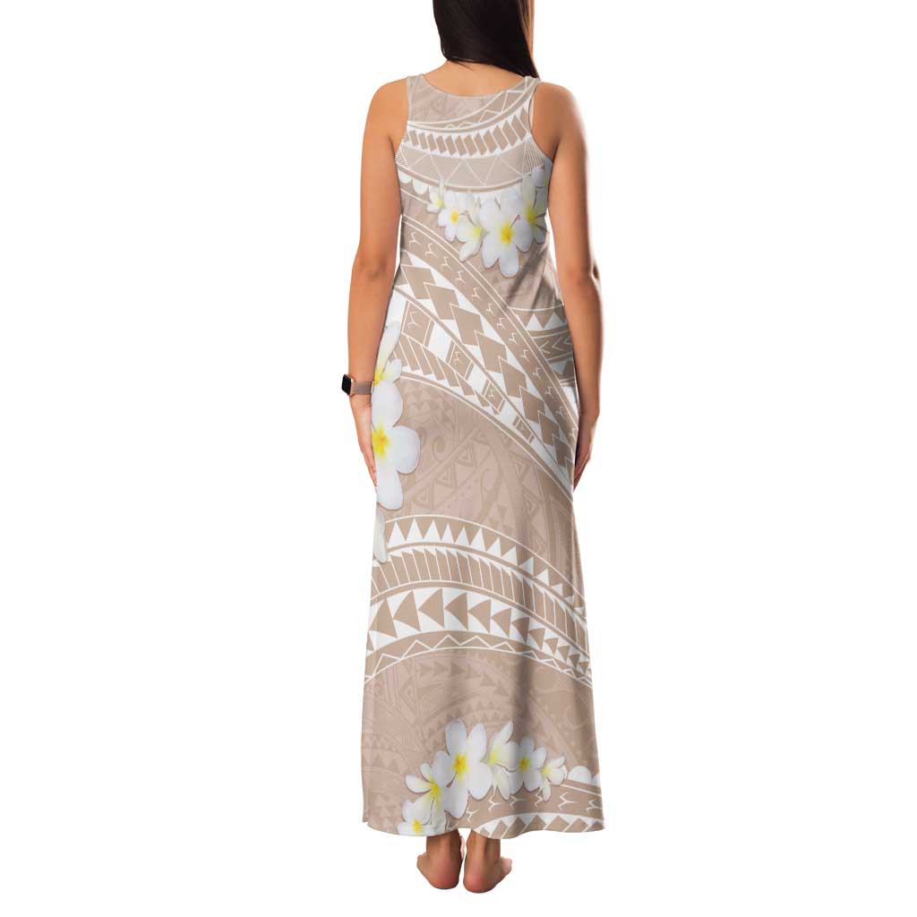Polynesian Vintage Floral Family Matching Tank Maxi Dress and Hawaiian Shirt Beige Motifs - Polynesian Pride