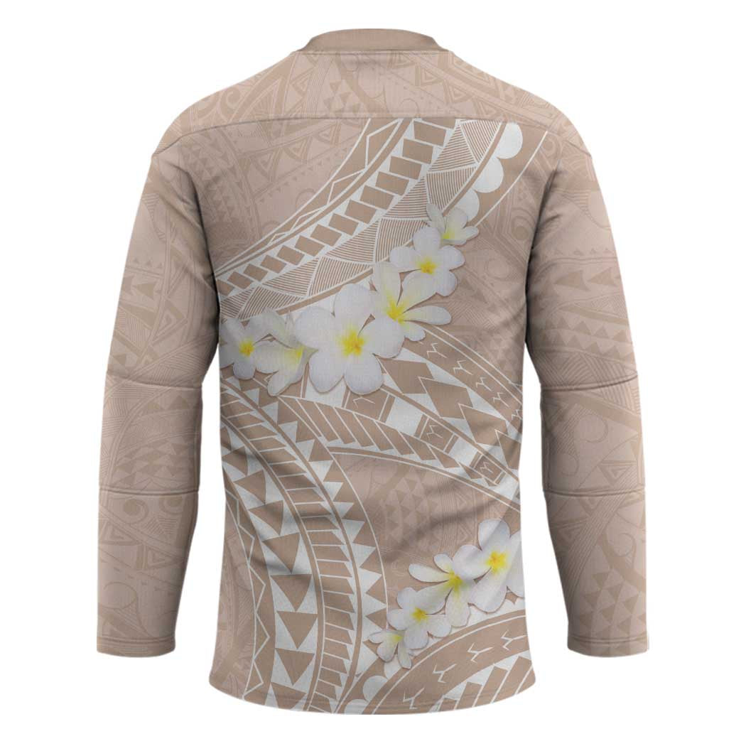 Polynesian Vintage Floral Hockey Jersey Beige Motifs - Polynesian Pride