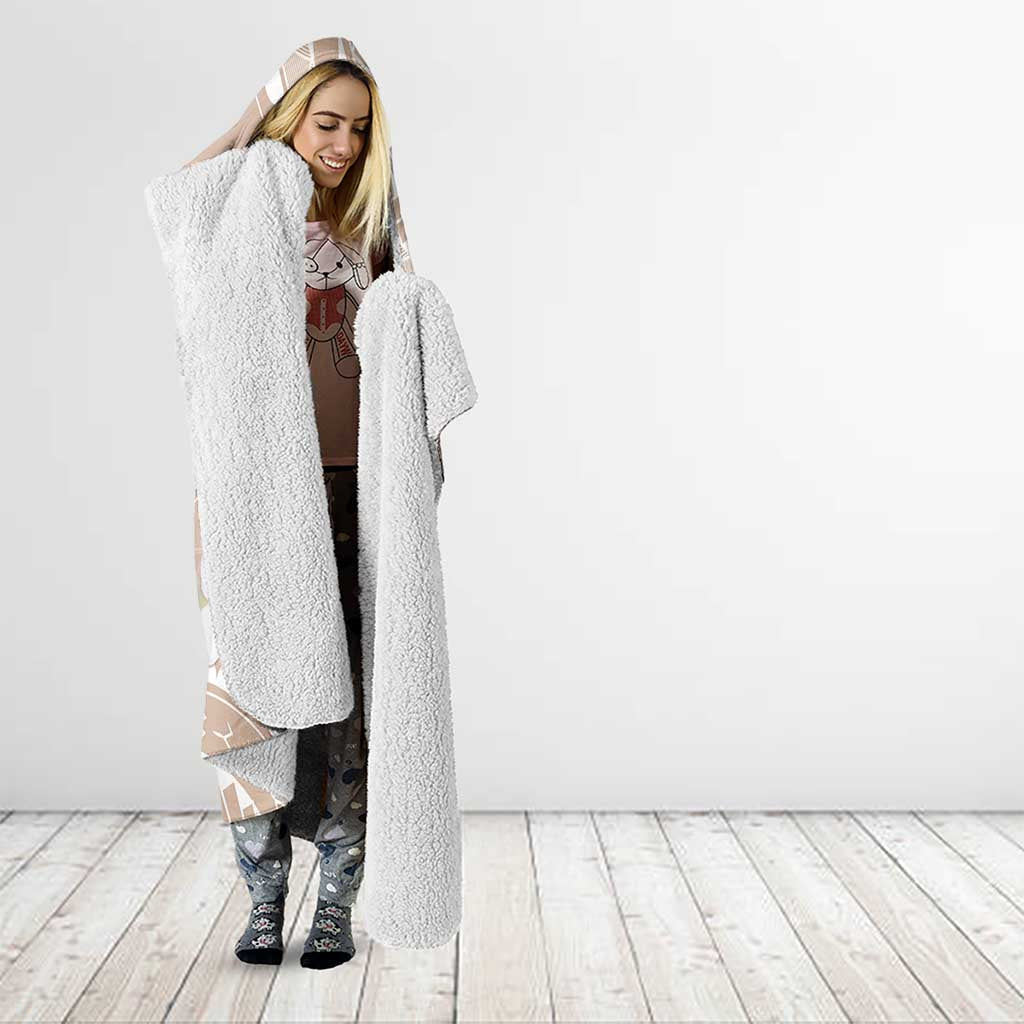 Polynesian Vintage Floral Hooded Blanket Beige Motifs - Polynesian Pride