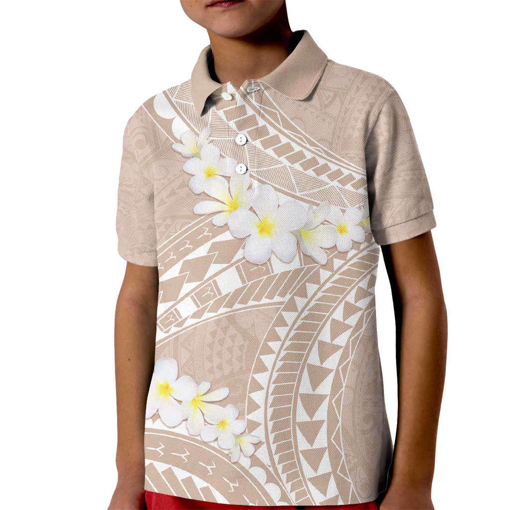 Polynesian Vintage Floral Kid Polo Shirt Beige Motifs - Polynesian Pride