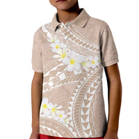 Polynesian Vintage Floral Kid Polo Shirt Beige Motifs - Polynesian Pride