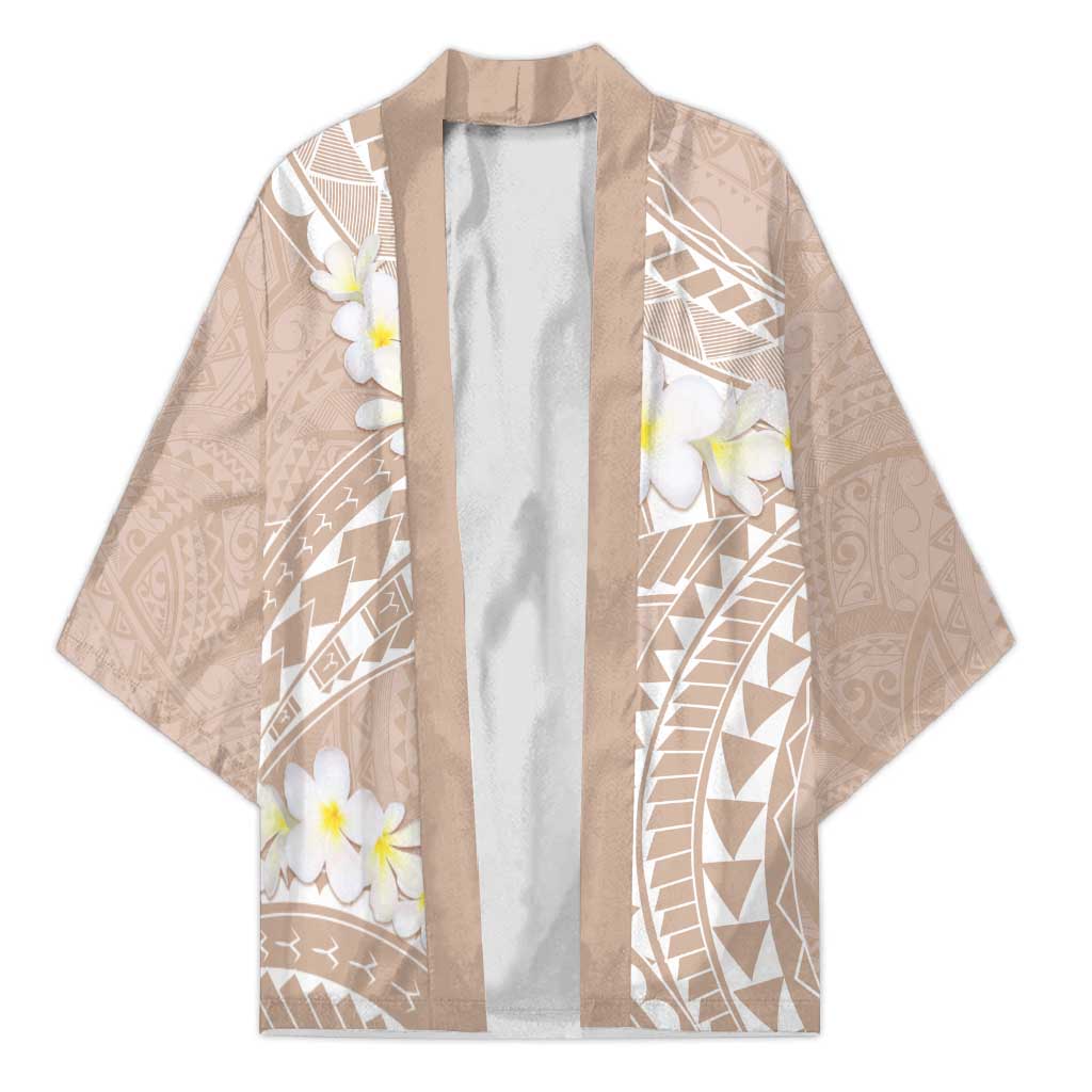 Polynesian Vintage Floral Kimono Beige Motifs - Polynesian Pride