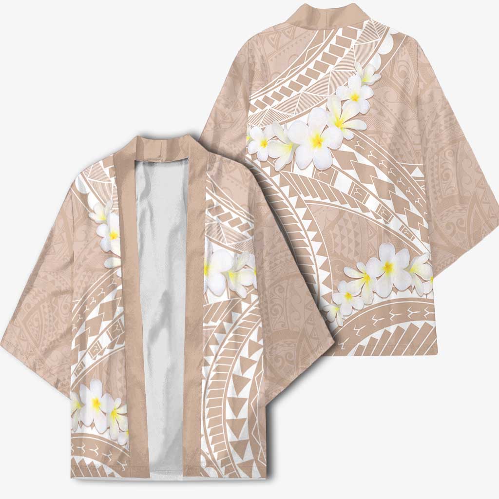 Polynesian Vintage Floral Kimono Beige Motifs - Polynesian Pride
