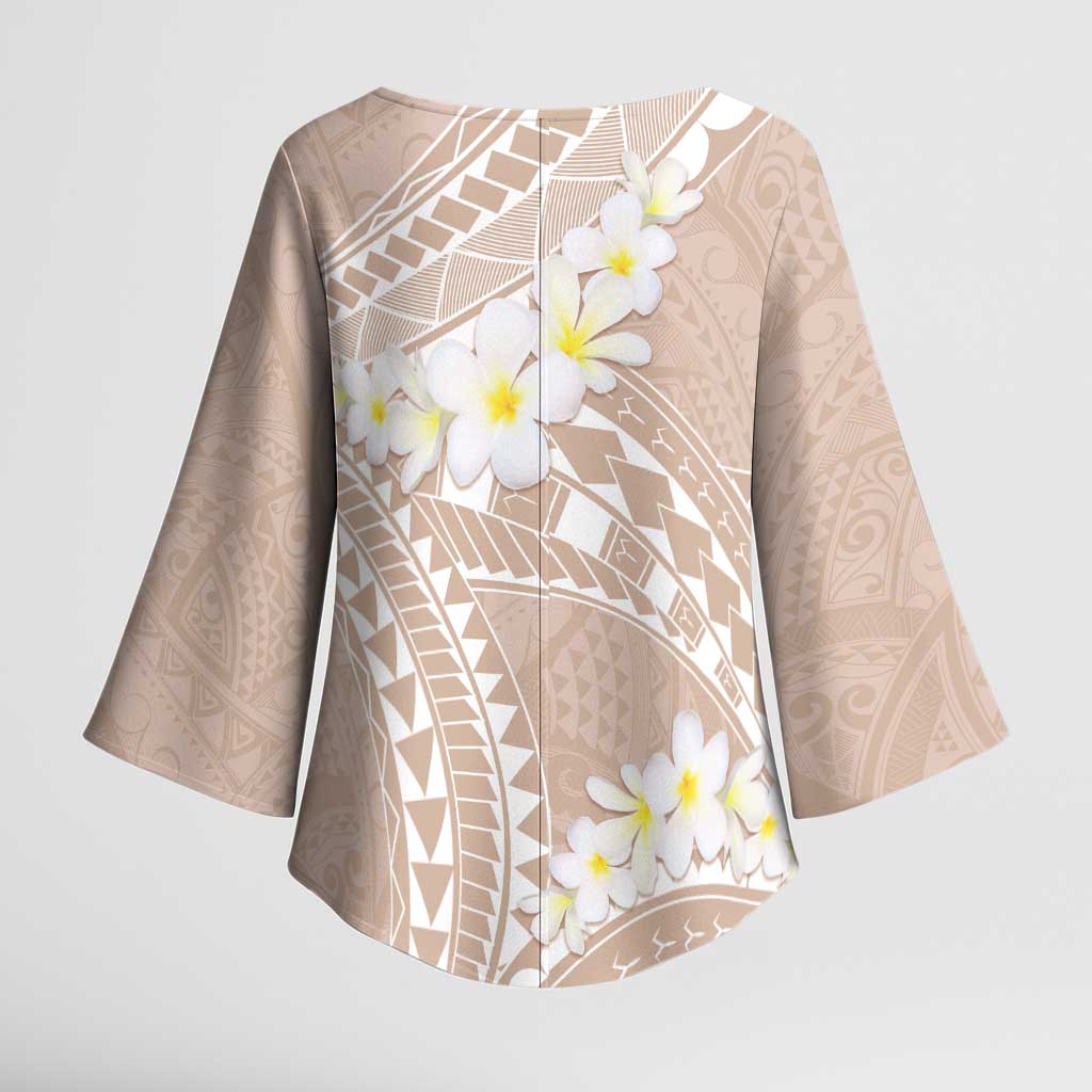 Polynesian Vintage Floral Kimono Sleeve Blouse Beige Motifs - Polynesian Pride