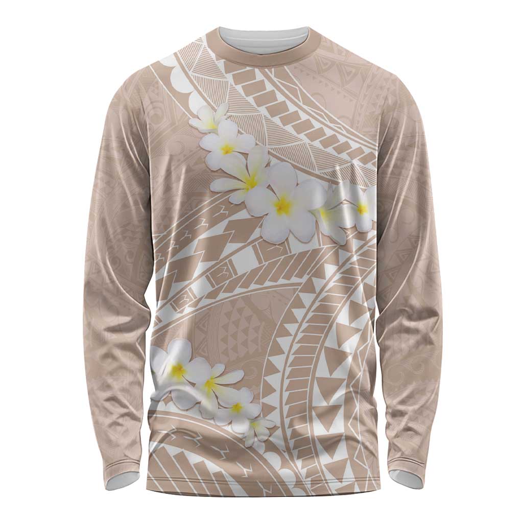 Polynesian Vintage Floral Long Sleeve Shirt Beige Motifs - Polynesian Pride