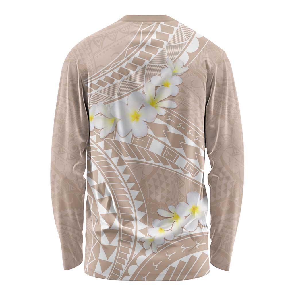 Polynesian Vintage Floral Long Sleeve Shirt Beige Motifs - Polynesian Pride