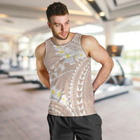 Polynesian Vintage Floral Men Tank Top Beige Motifs - Polynesian Pride