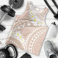 Polynesian Vintage Floral Men Tank Top Beige Motifs - Polynesian Pride