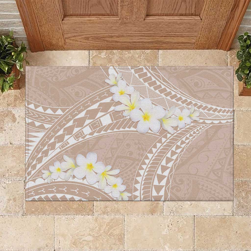 Polynesian Vintage Floral Rubber Doormat Beige Motifs - Polynesian Pride