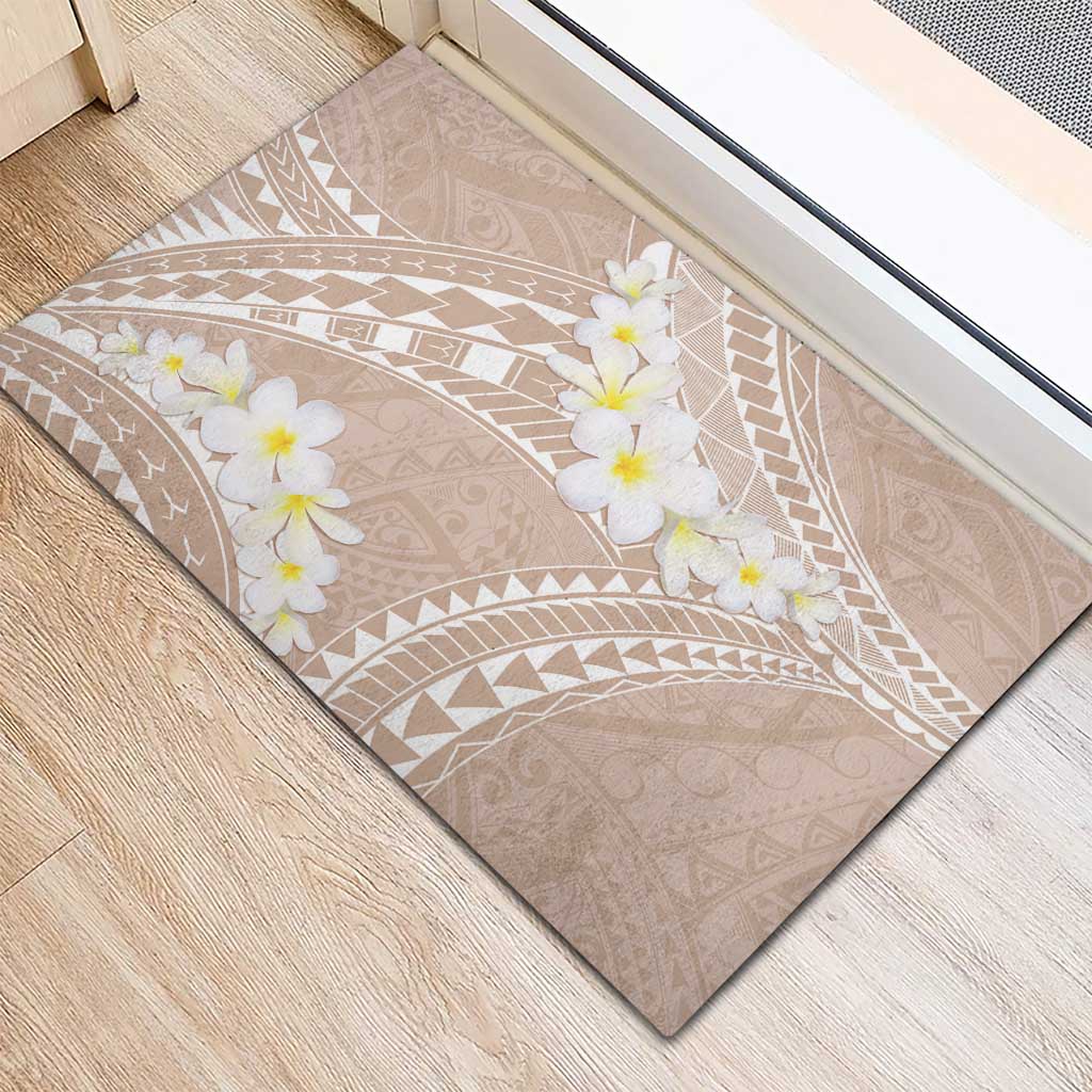 Polynesian Vintage Floral Rubber Doormat Beige Motifs - Polynesian Pride