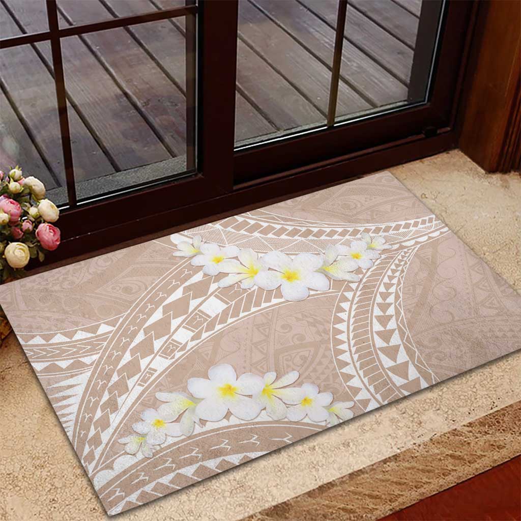 Polynesian Vintage Floral Rubber Doormat Beige Motifs - Polynesian Pride