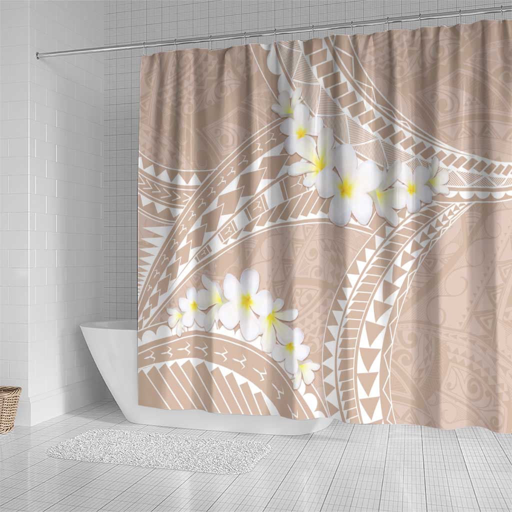 Polynesian Vintage Floral Shower Curtain Beige Motifs - Polynesian Pride