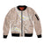 Polynesian Vintage Floral Sleeve Zip Bomber Jacket Beige Motifs - Polynesian Pride