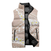 Polynesian Vintage Floral Sleeveless Puffer Jacket Beige Motifs - Polynesian Pride
