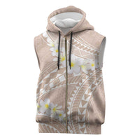 Polynesian Vintage Floral Sleeveless Zip Hoodie Beige Motifs - Polynesian Pride