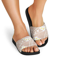 Polynesian Vintage Floral Slide Sandals Beige Motifs - Polynesian Pride