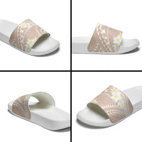 Polynesian Vintage Floral Slide Sandals Beige Motifs - Polynesian Pride