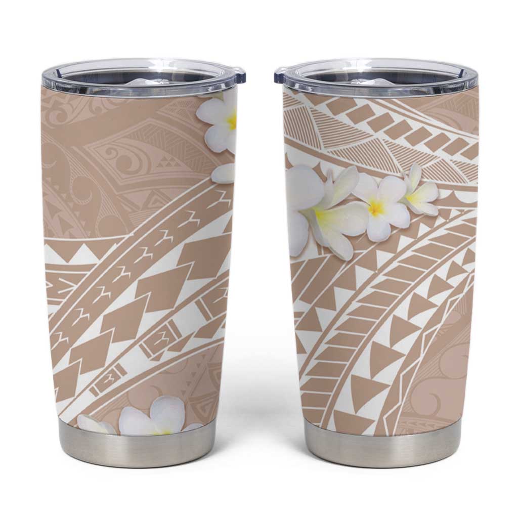 Polynesian Vintage Floral Tumbler Cup Beige Motifs - Polynesian Pride