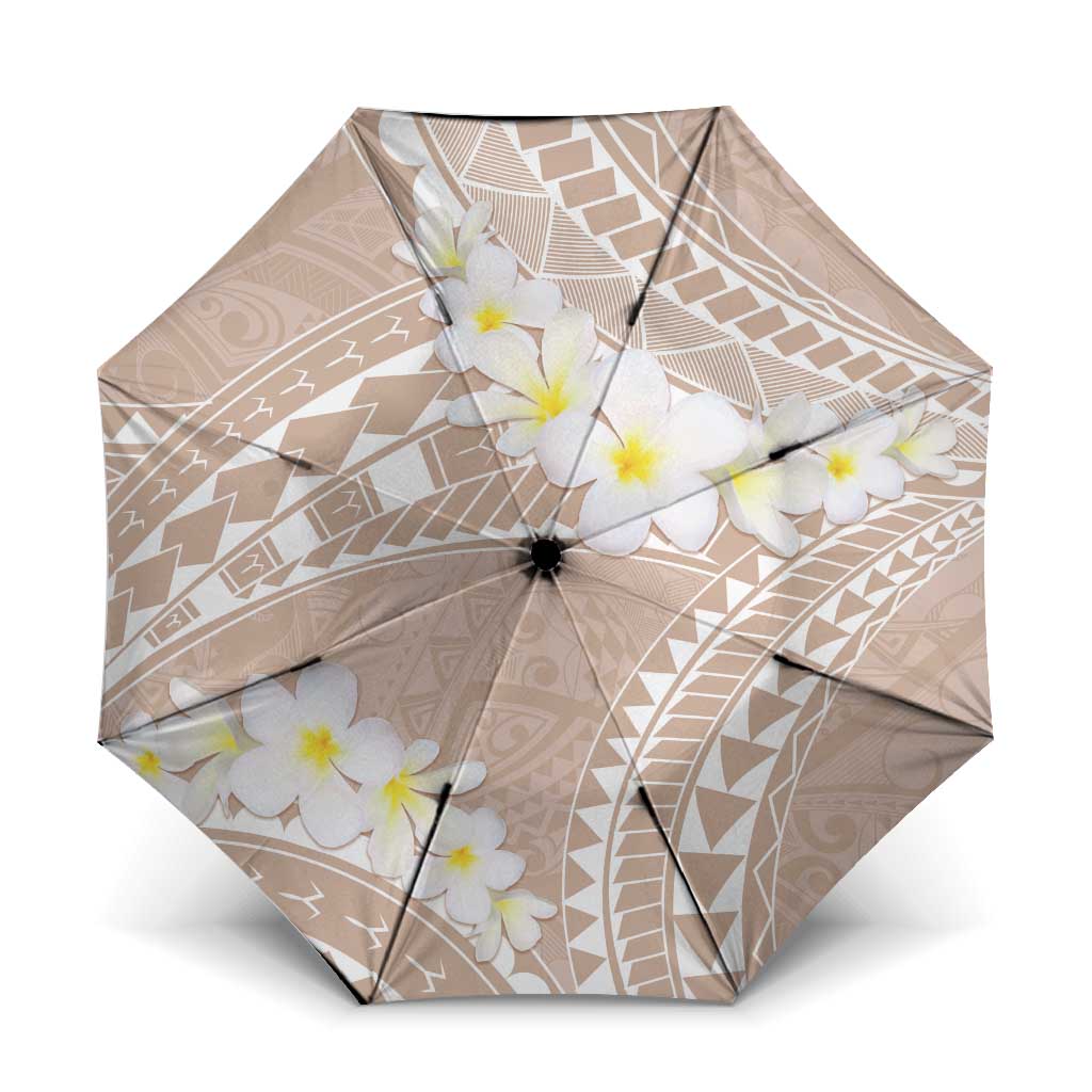 Polynesian Vintage Floral Umbrella Beige Motifs - Polynesian Pride