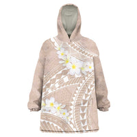 Polynesian Vintage Floral Wearable Blanket Hoodie Beige Motifs - Polynesian Pride