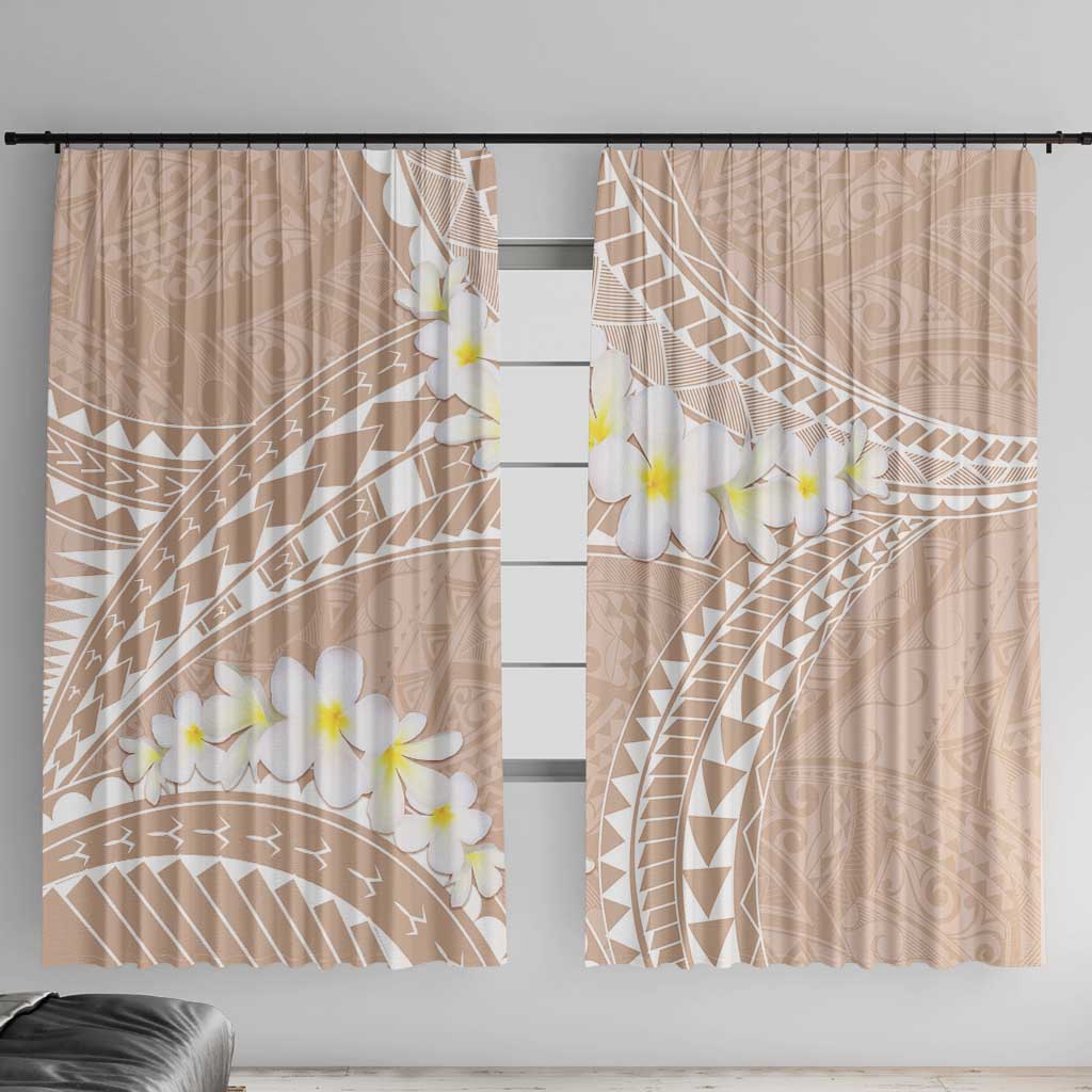 Polynesian Vintage Floral Window Curtain Beige Motifs - Polynesian Pride
