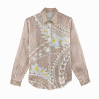 Polynesian Vintage Floral Women Casual Shirt Beige Motifs - Polynesian Pride